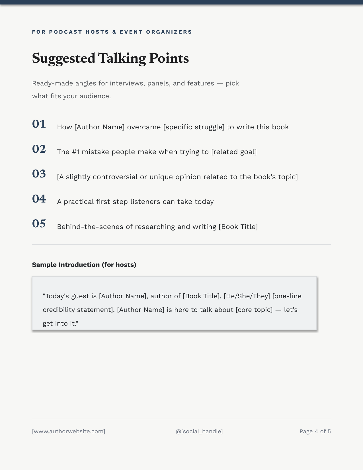 Speaking and Interview Topics page